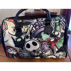 Nightmare Before Christmas Printed Handbag With Black Leather Handles & Zipper